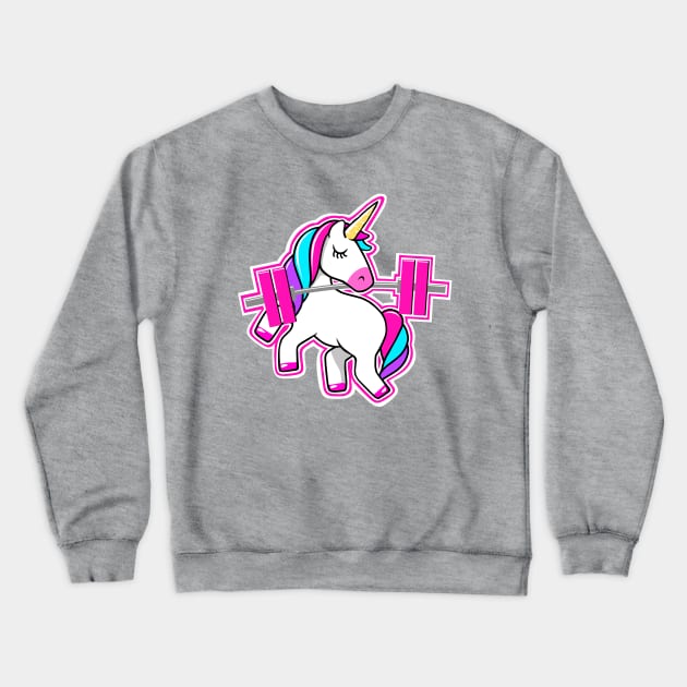 Barbell Unicorn, gym girl, fitness girl Crewneck Sweatshirt by TimAddisonArt